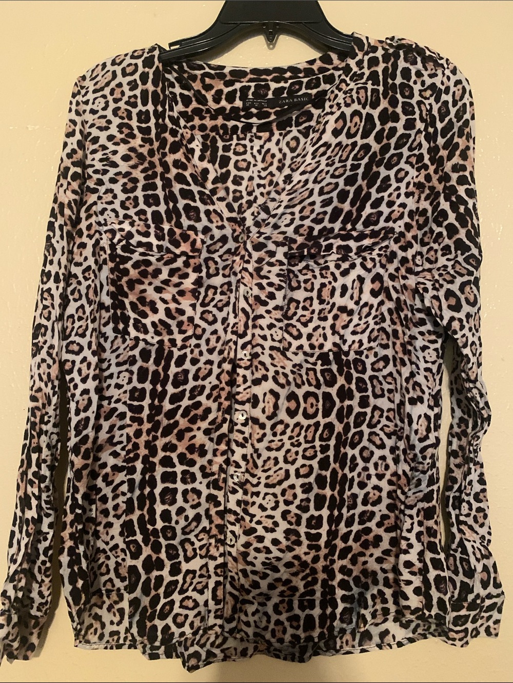 Zara Leopard Print Button-Down Shirt - Brown/Black/Cream (M)